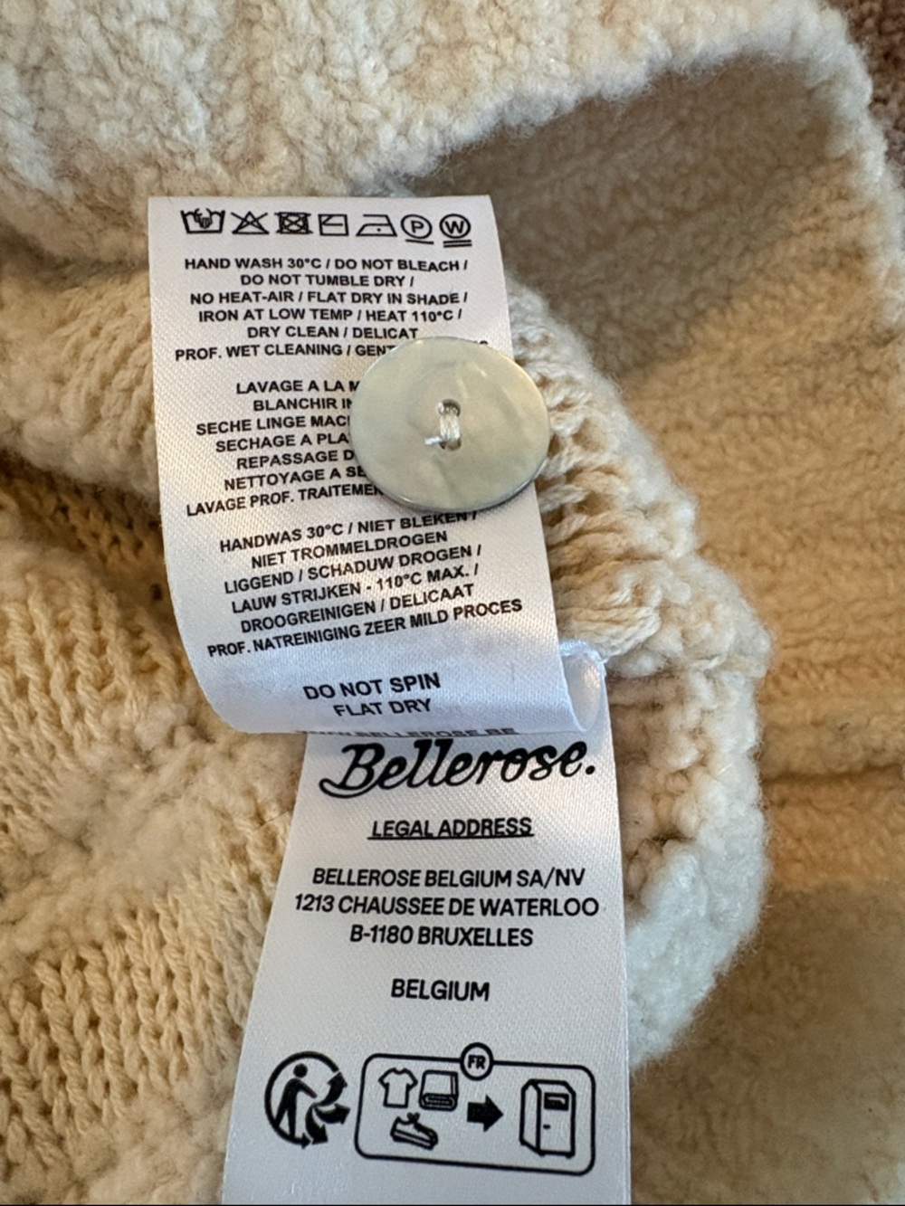 Bellerose Cream Ribbed Button-Up Women's Cardigan - Picture 7 of 7
